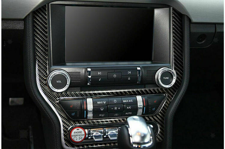 Carbon frame multi-media console for Ford Mustang 15-19