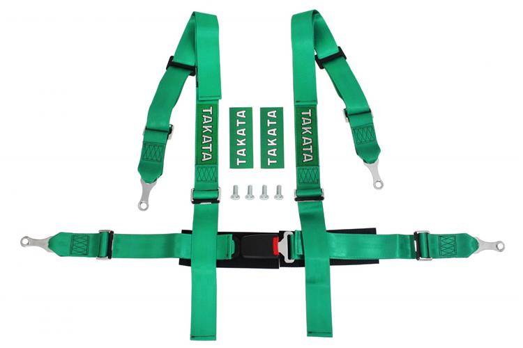 Racing seat belts 4p 2″ Green Takata Replica