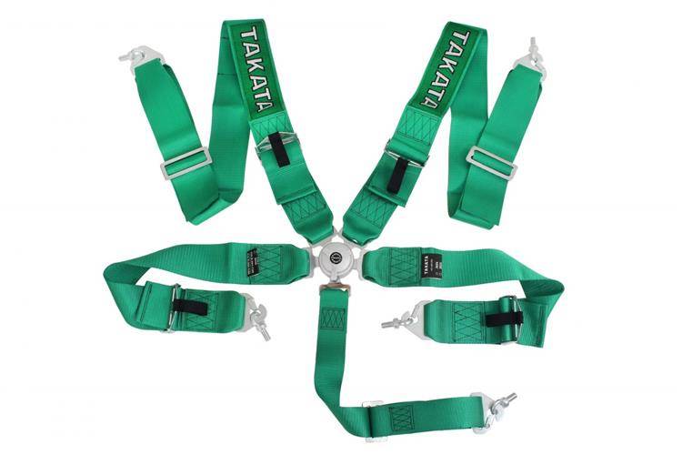 Racing seat belts 5p 3″ Green Takata Replica harness